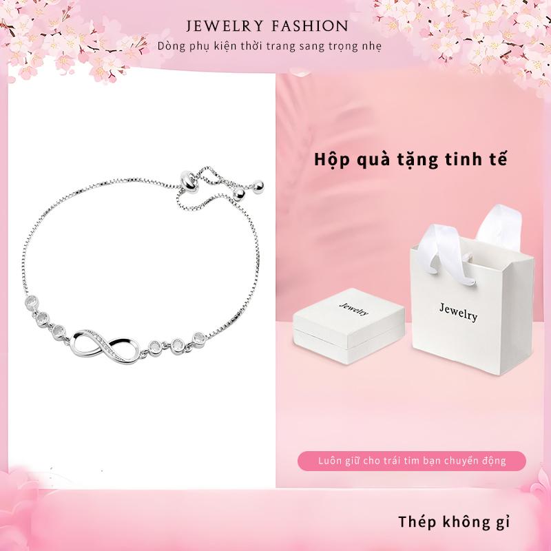 Có kèm hộp quà Jewelry Fashion Vòng đeo tay hình số 8 phong cách vô cực thời trang đơn giản có thể điều chỉnh cho phụ nữ nhẫn tình yêu Quà tặng ngày Valentine quà sinh nhật phụ kiện thời trang sinh viên trang sức nữ