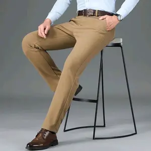 celana panjang  pria premium bahan semi wol slimfit  crem