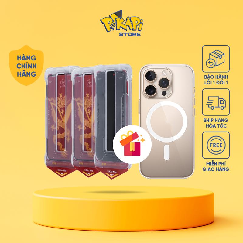 Combo 3 chiếc Trải Nghiệm Kính Cường Lực Rồng Việt dành cho iPhone: Kính viền siêu mỏng cho 16 Pro Max, khung tự dán, tự lấy bụi