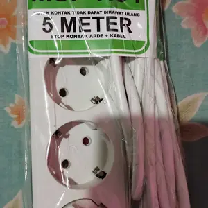 Stop Kontak kabel Terminal Colokan 3 4 5 Lubang Panjang Kabel 1,5M 3M 5M 10M Kuningan SNI Saklar