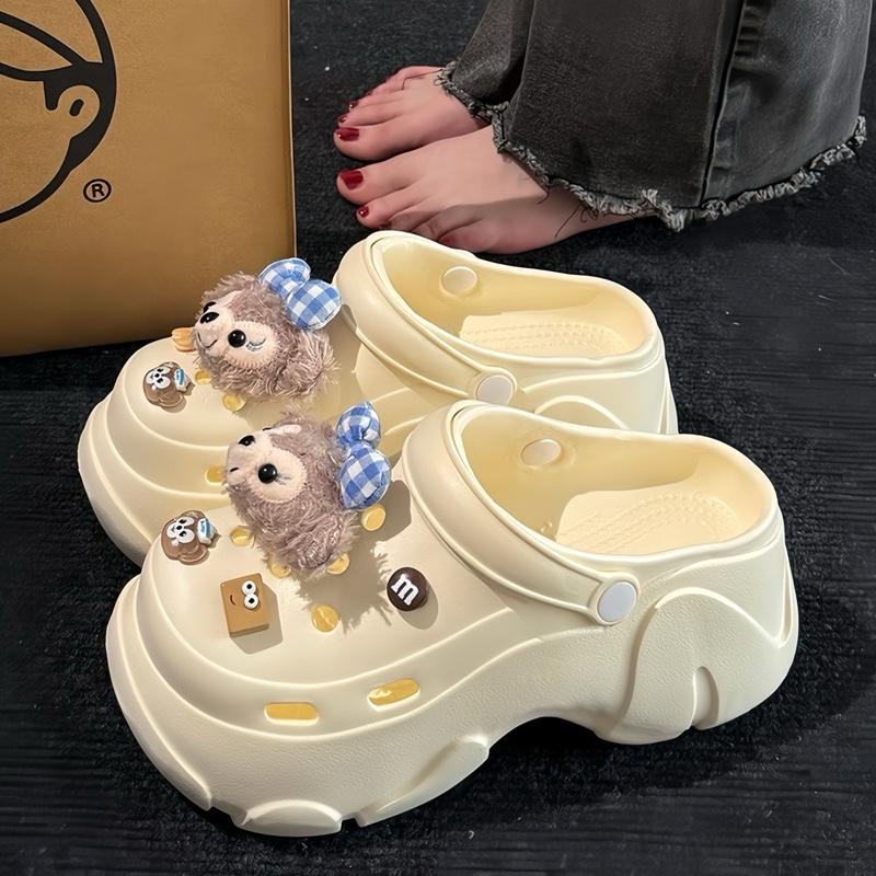   Lui 1 size  Dép sục nữ đế đúc cao 7cm kèm sticker Gấu đáng yêu chất liệu eva êm nhẹ mẫu mới hot 2025 thiết kế trẻ trung thời trang 