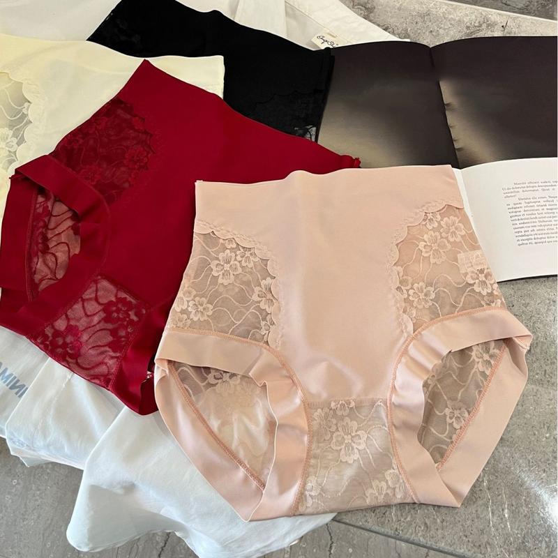 Set 5 quần lót nữ cạp cao su lụa phối ren mềm mịn che bụng dưới thoáng khí, gợi cảm, quần chíp nữ