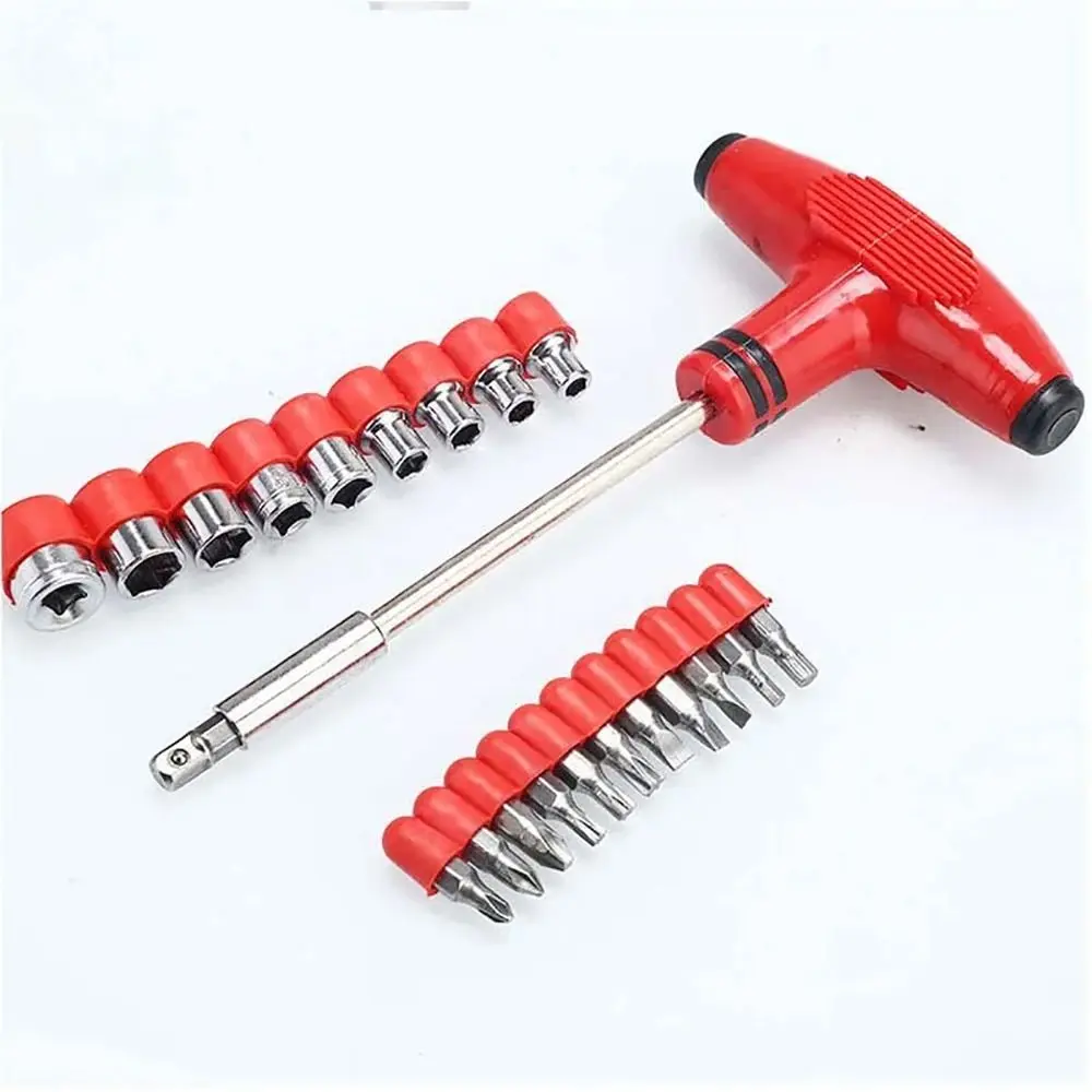 21Pcs/set Durable Hex Socket Screwdriver Bit Set Multi-Function Portable T-handle Wrench with Multiple Heads Home Mini Tool Phillips Torx Slotted