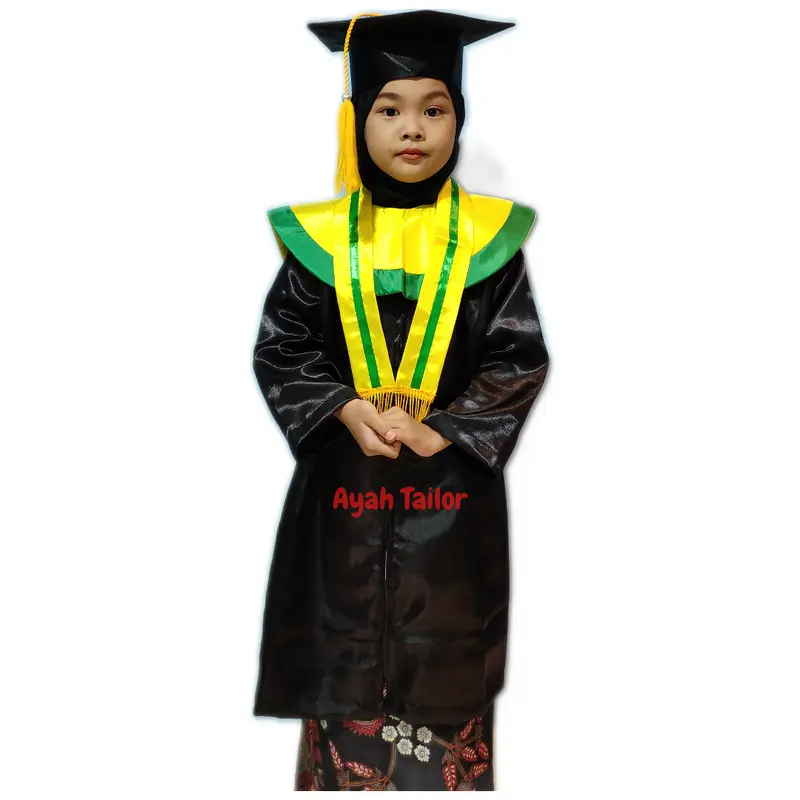 BAJU TOGA JUBAH WISUDA TK PAUD KUNING LIST HIJAU Fashion 0