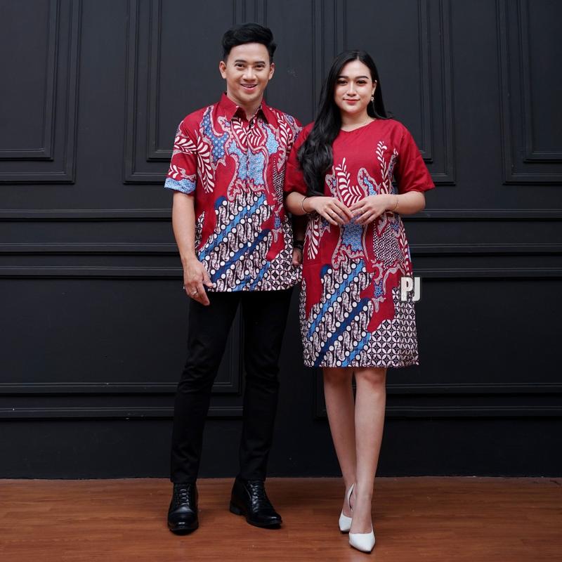 Product Introduction of Baju Batik Couple Lengan Pendek Terbaru Motif Kopri Biru Pasangan Dewasa - Wanita Katun Dress Sarimbit 4