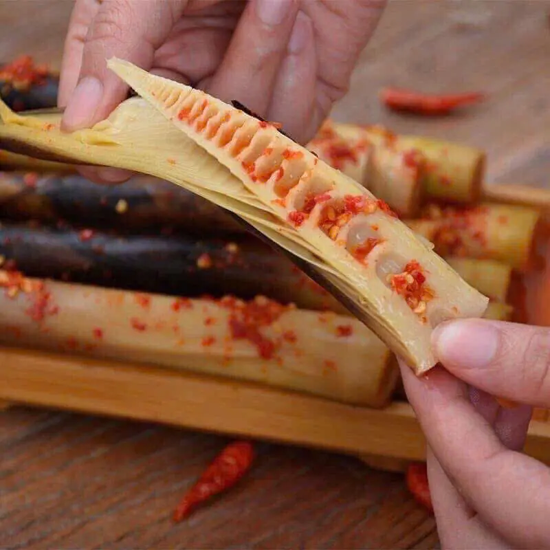 Măng tứ xuyên cay giòn gói to 400gr - Măng bóc vỏ 4