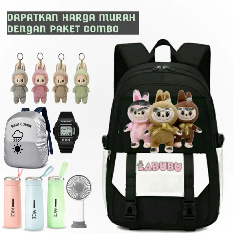 TAS VIRAL Ransel Anak Sekolah Tas Sekolah Anak Karakter Labubu Ransel Sekolah Karakter  Boneka LABUBU Tas Anak Viral Bisa COD Fashion Sd Smp 1