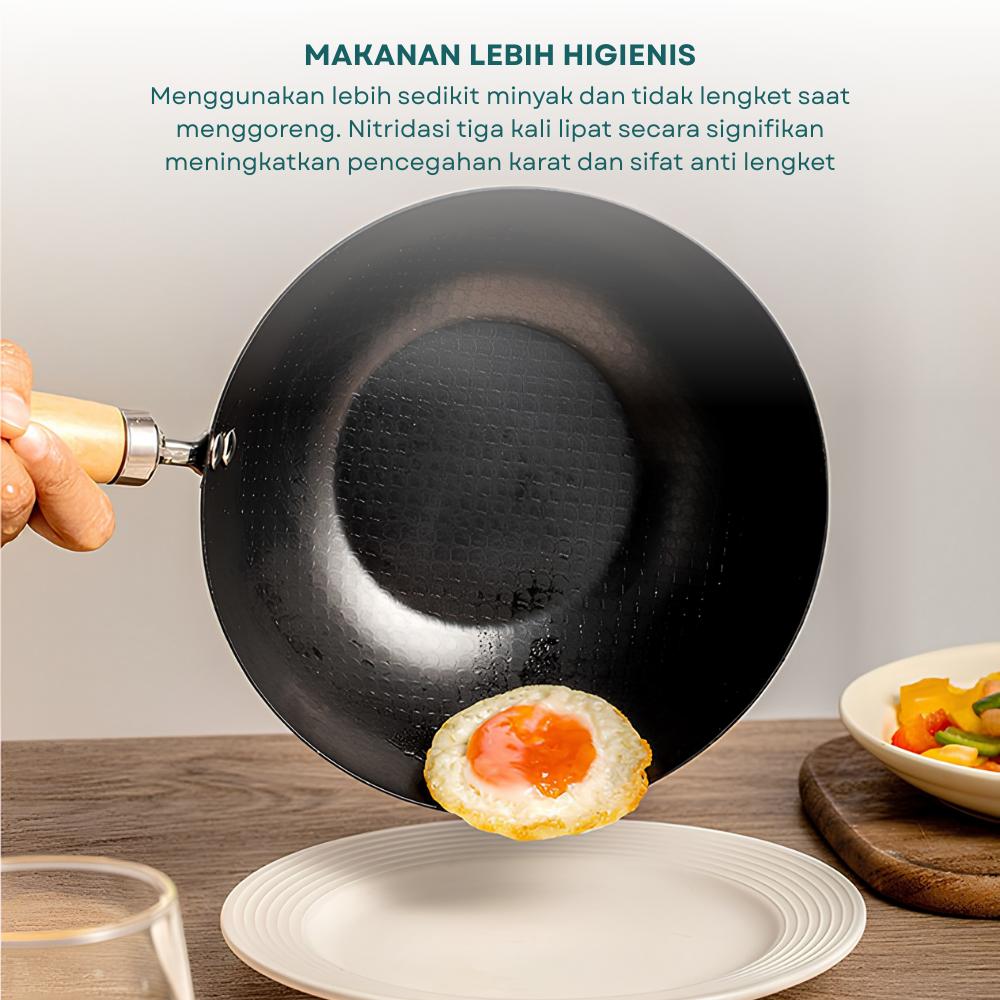 Aladin Wajan Penggorengan Anti Lengket + Tutup Kaca 24cm / 28cm | Fry Pan Premium Gagang Kayu Aladin Wajan Penggorengan Anti Lengket + Tutup Kaca 24cm / 28cm | Fry Pan Premium Gagang Kayu