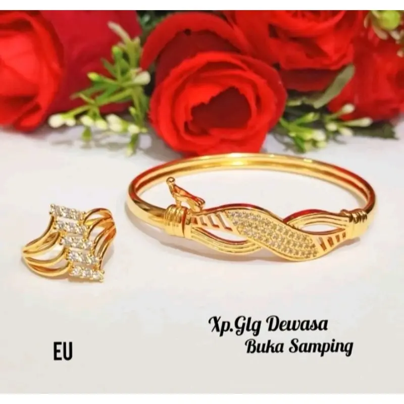 TERLARISSS GELANG TANGAN WANITA KERONCONG FREE CINCIN CANTIK LAPIS EMAS ( FREE COD ) gelang