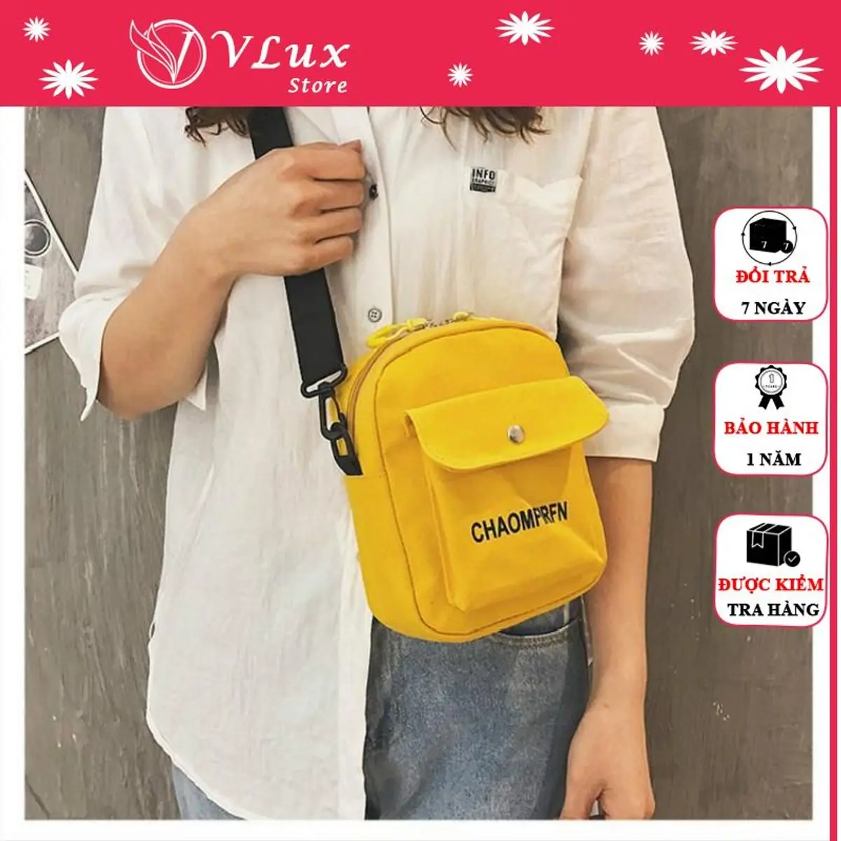 Túi vải canvas hộp đeo chéo cá tính- nhỏ xinh #TD36