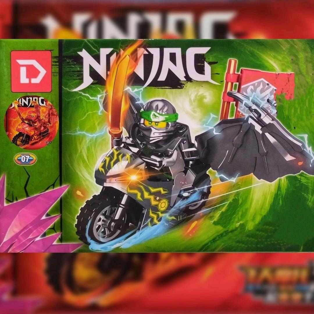 mainan anak ninja bersayap naga 7801 dragon kokoh keren + motor + bendera + ninja figure Kay Jay Cole Lloyd zane nya kai sensei master wu building blocks Set Hadiah Cowok Cewek Beraneka warna Game