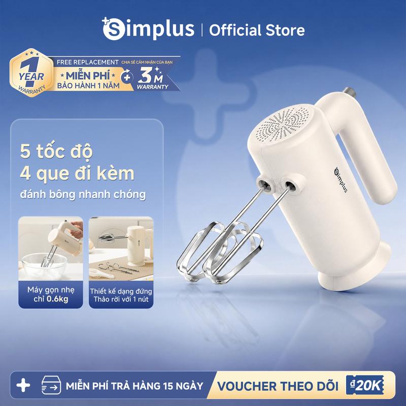 SimplusVN Máy đánh trứng đa năng Simplus Cầm tay gọn nhẹ Máy đánh bông kem Máy…