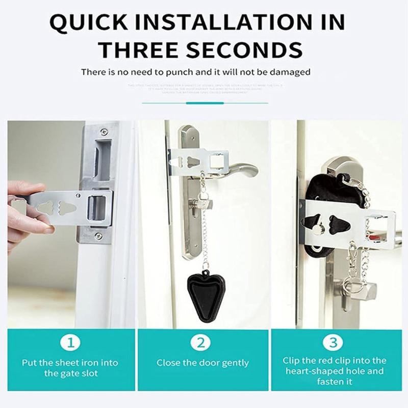 Product Introduction of Portable Door Lock Double Hole Security Door Locker Travel Lockdown Lock Latch Door Lock Security Devices 3