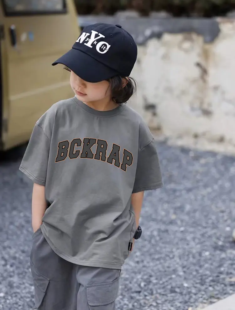 Trendy and trendy children's pure cotton T-shirt summer short sleeve new small and medium-sized children's summer clothing loose fitting boy and girl T-shirt