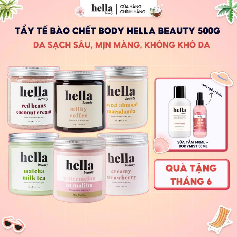 Tẩy tế bào chết body Hella Beauty 500g giúp làm sạch sâu hỗ trợ dưỡng sáng da