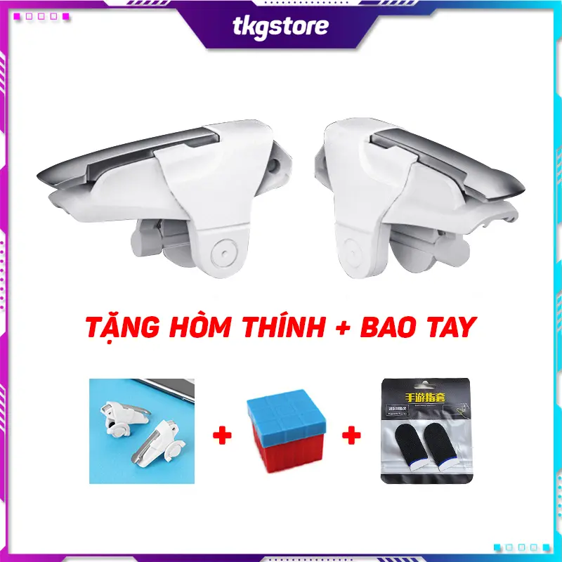 Nút bấm chơi game White Shark chất liệu nhựa ABS và hợp kim bền bỉ cực nhạy chơi game PUBG Mobile Free Fire