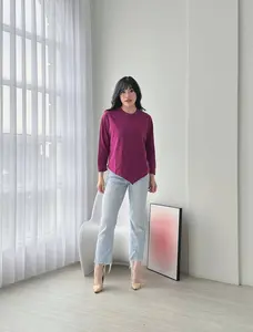 VIN - Kaos Cewe Cotton Combed Valley Atasan Lengan Panjang Oversize Top Tee Basic Premium Casual Polos Fit Body