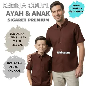 Kemeja Couple Baju Anak Dan Ayah Mahogany Katun Sigaret Premium Lengan Pendek - Ukuran Anak Usia 1-12 Tahun
