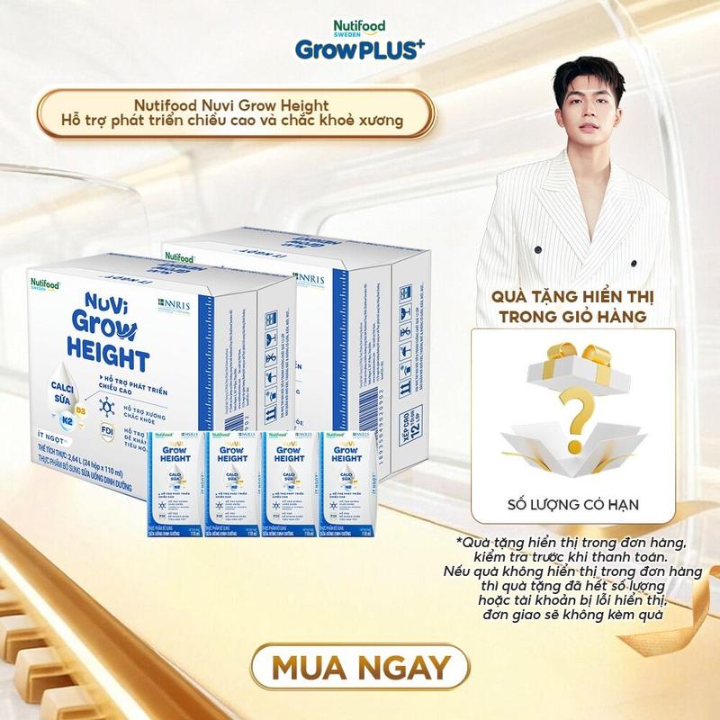  Combo 2 Thùng 24 hộp SBPS Nuvi Grow Height + hỗ trợ phát triển chiều cao hộp 110ml 