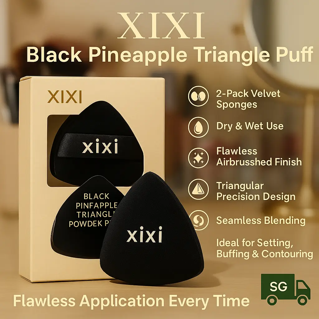 SG Ready Stock XIXI Triangle Powder Puff Velvet Dry/Wet Sponge for Foundation Skin-Friendly & Soft