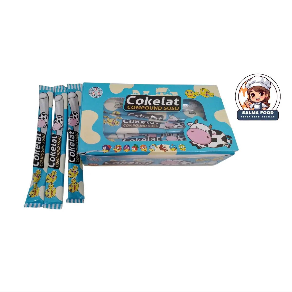 Permen Lunak Cokelat Compound Susu Bentuk Stik, Isi 30 Pcs/Box - Aman dan Halal - Makanan, Snack