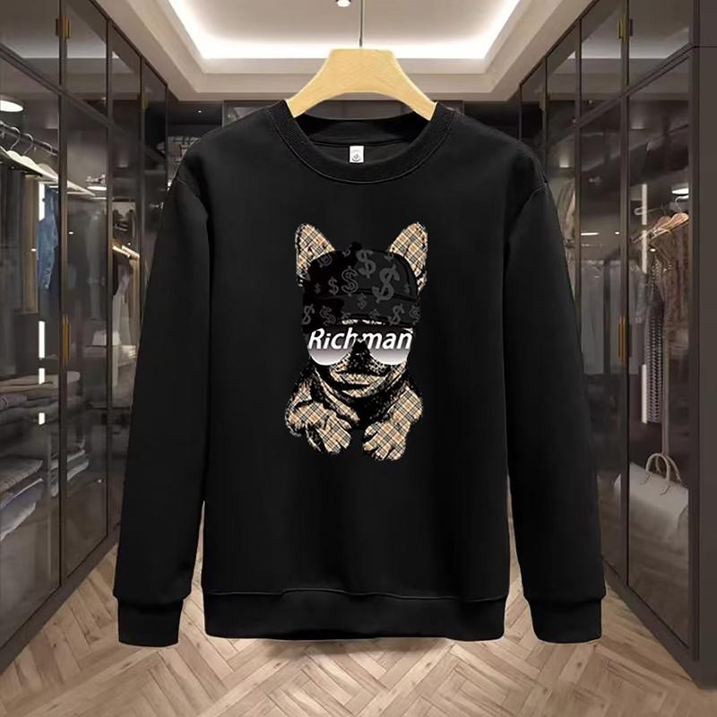 Xu Hướng Mùa Thu Và Mùa Đông Cho Nam Áo Len Cổ Tròn Dáng Rộng Cỡ Lớn Cho Cặp Đôi Áo Len In Hình Chó Con Hoạt Hình Vỏ Cotton Áo Lụa Dài Tay