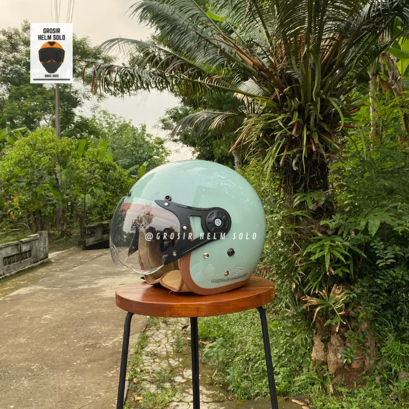HELM BOGO DEWASA KACA PILOT CLEAR MODEL HIJAB RETRO PRIA WANITA LIST BUSA COKLAT FULL LEHER SNI TERBARU MOTORCYCLE 5