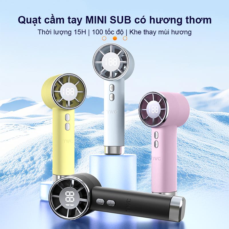 Quạt USB Mini Có Mùi Thơm TS1013 với Dây Đeo | 5 Cánh Turbo Làm Mát | Pin Sạc 3000mAh | 100 Cấp Tốc Độ Vô Cấp | Quạt Tinh Dầu Bỏ Túi | Dùng Cho Du Lịch, Văn Phòng, Ở Nhà