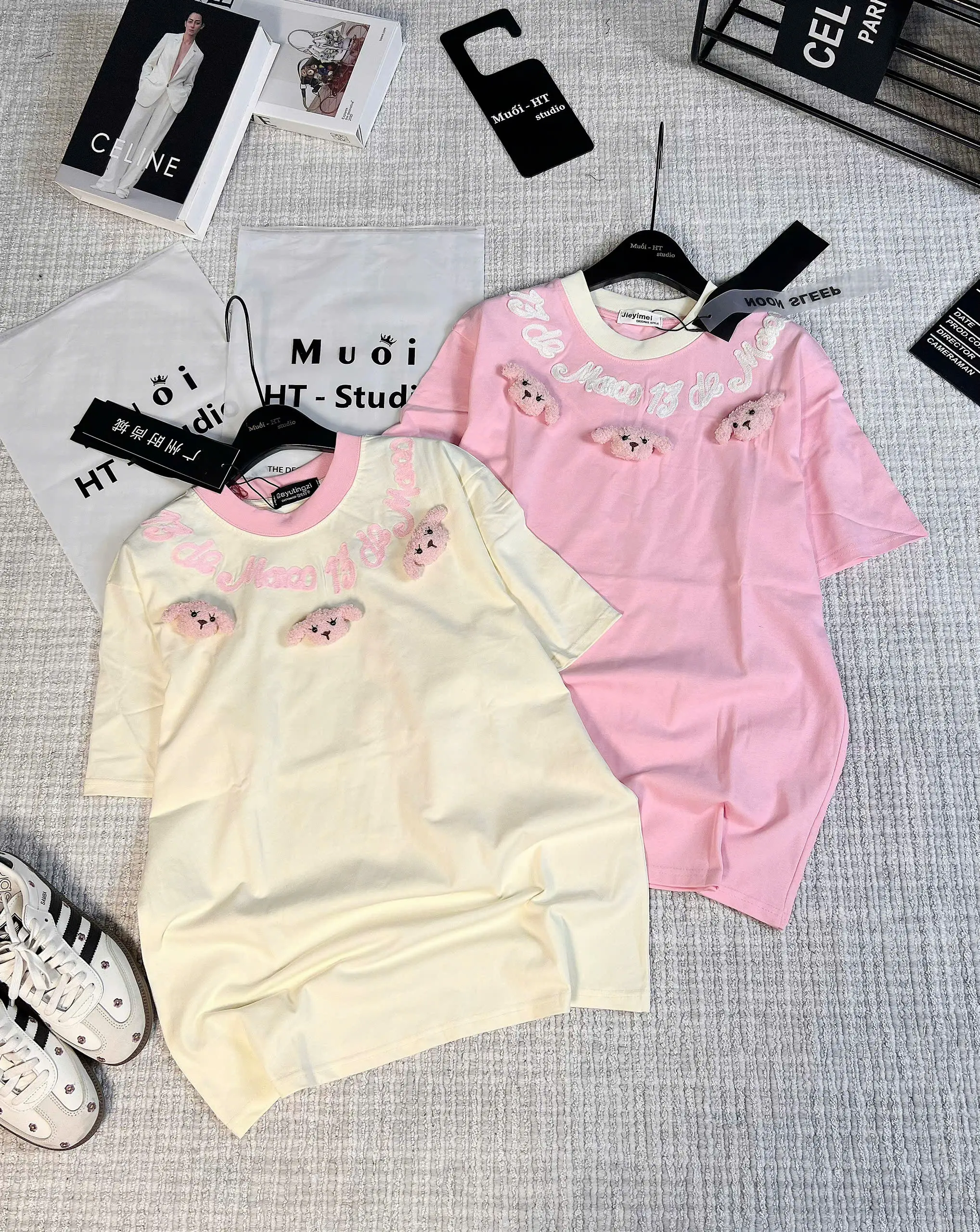 [Lucy Store HN] A6 Áo gấu chữ xù hồng babie dễ thương chất cotton thấm hút mồ hôi Nữ Women Top