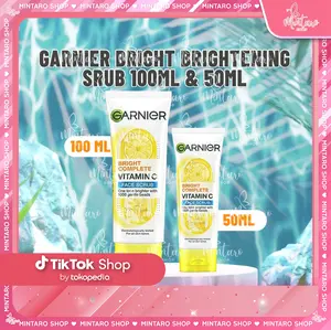 Garnier Bright Complate Speed Brightening Scrub 100ml / 50ml Lemon Pencerah Vitamin Wajah Facial