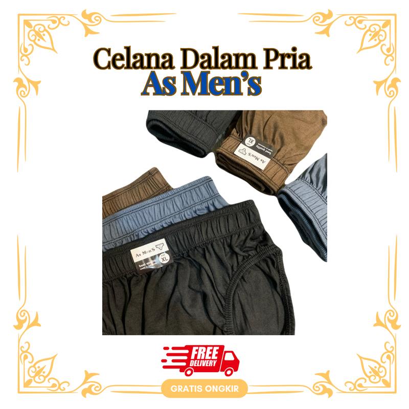 6 Pcs Celana Dalam Pria Dewasa AssMan's Warna Gelap Bahan Katun Cowok 4