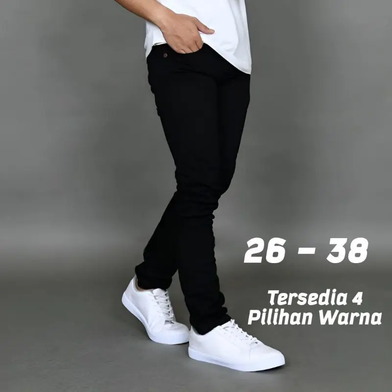 Celana Panjang Hitam Pria Jeans Panjang Pensil Skinny Semi Slim Fit Cowok Cowo Pria Bahan Denim Stretch Terbaru I Celana Cowok I Jeans Pria