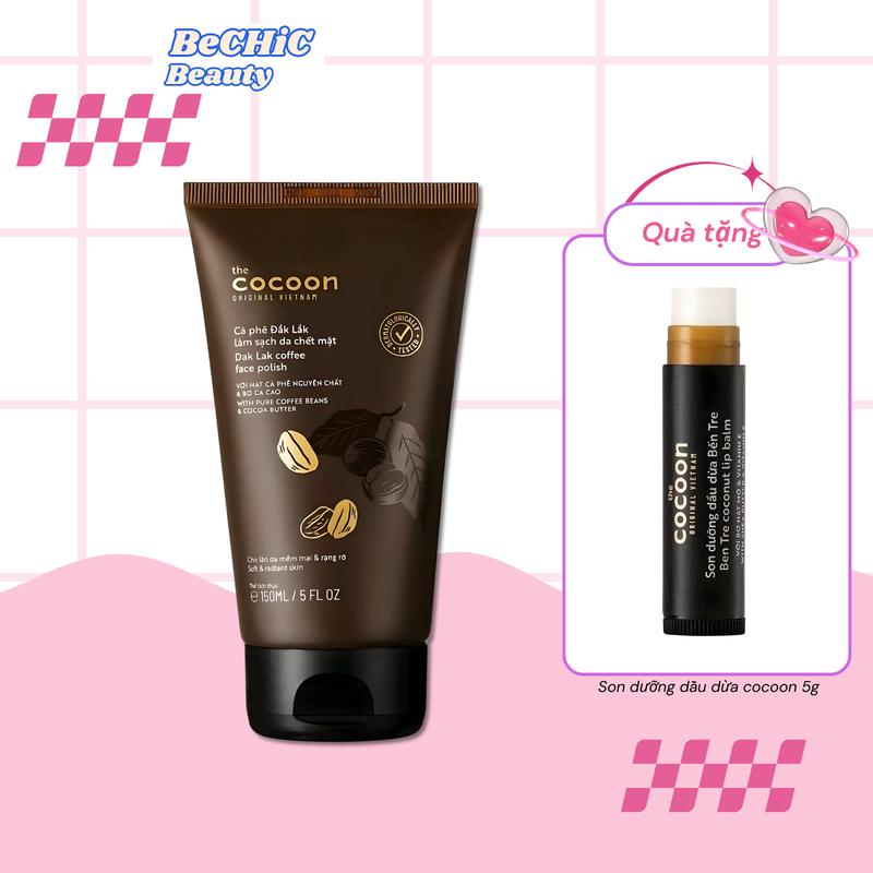 Tẩy da chết mặt Cà phê Đắk Lắk làm sạch da mặt cocoon 150ml Dak Lak coffee face polish thuần chay