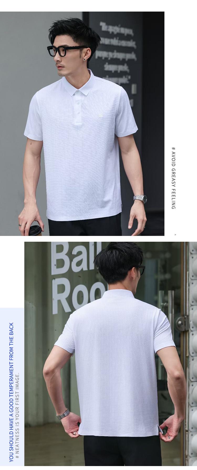 Product Introduction of YOUME Men's summer business casual white short-sleeved ice silk POLO shirt 7