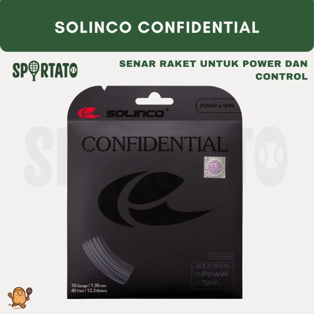 SOLINCO Confidential String for Power | Senar Raket Tenis Polyester | Power | Control