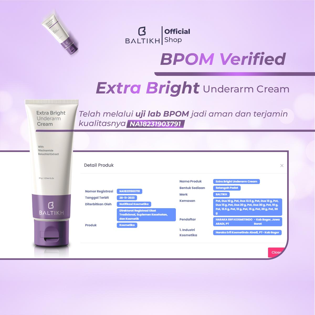 BALTIKH Pemutih Keti. dan Slengki.- Extra Bright Underarm Cream with Bakuchiol Extract + Niacinamide & Collagen Ekstra Cerah dan Wangi Pencerah Ketiak BALTIKH Pemutih Keti. dan Slengki.- Extra Bright Underarm Cream with Bakuchiol Extract + Niacinamide & Collagen Ekstra Cerah dan Wangi Pencerah Ketiak
