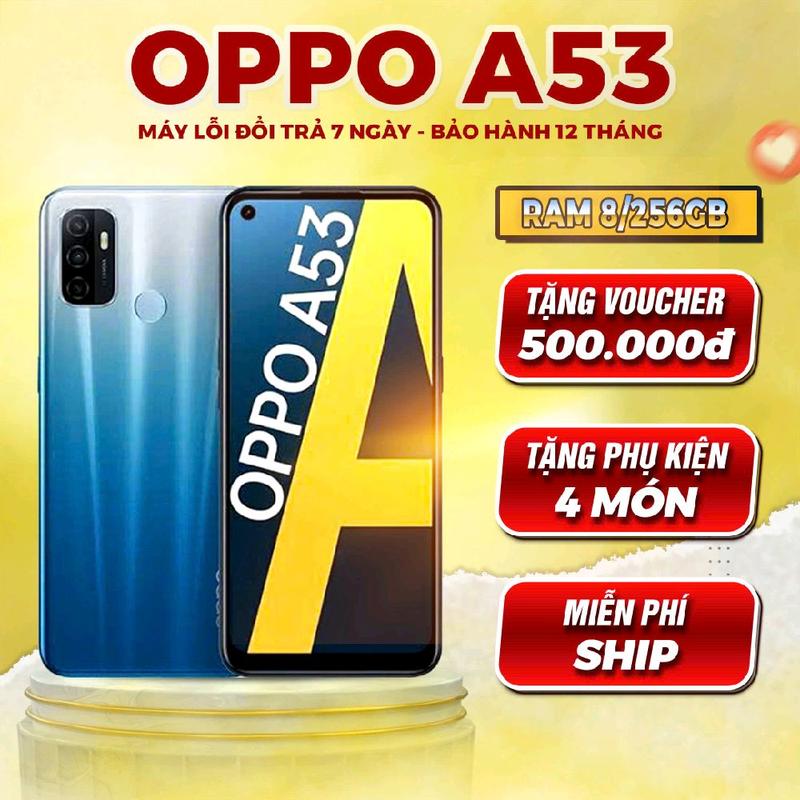 2ND HAND Điện Thoại Oppo A53 Ram 8 256Gb Loa Kép To ,Sóng Khỏe Chụp Hình Siêu Nét ,Pin 5000MAh ,2xim 2 sóng chiến mọi Game Mạnh ,Kết nối WiFi 5G Phụ kiện Gồm Sạc Cáp Ốp Lưng ,Bảo Hành 1 năm ,ĐẸP KHÔNG TRẦY XƯỚC