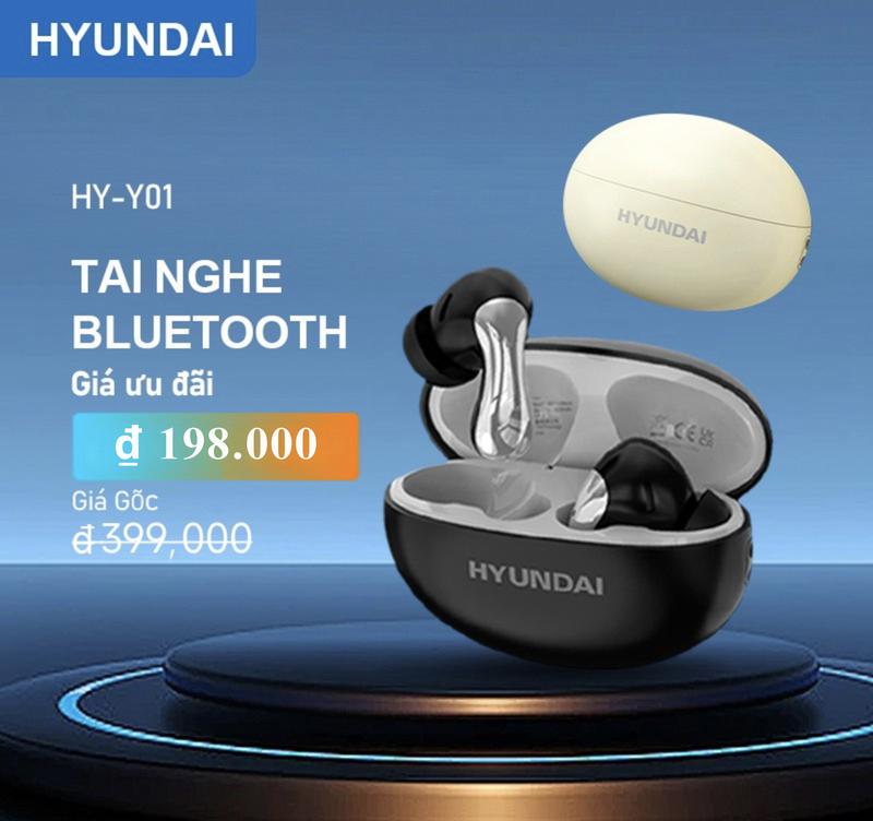 HYUNDAl HY-Y01 Tai nghe Bluetooth không dây TwS hình trứng phiên bản 5.3 âm thanh HIFI pin trâu chống nước IPX5 Cảm biến thông minh có đệm mút tai chống ồn cao cấp