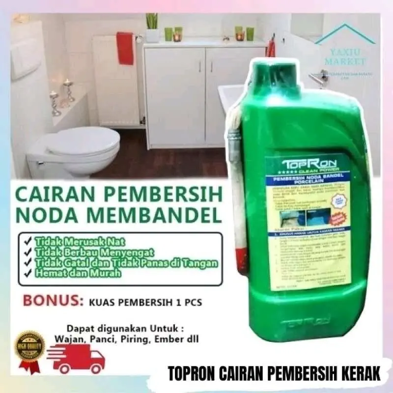COD TOPRON Pembersih Kerak Lantai / Keramik Kamar Mandi / Porcelain Kinclong Bersih Dari Noda Membandel Atau Lumut Kerak keramik Tanpa menghapus Nat Pada Keramik WC Toilet Plastic Plastik 0
