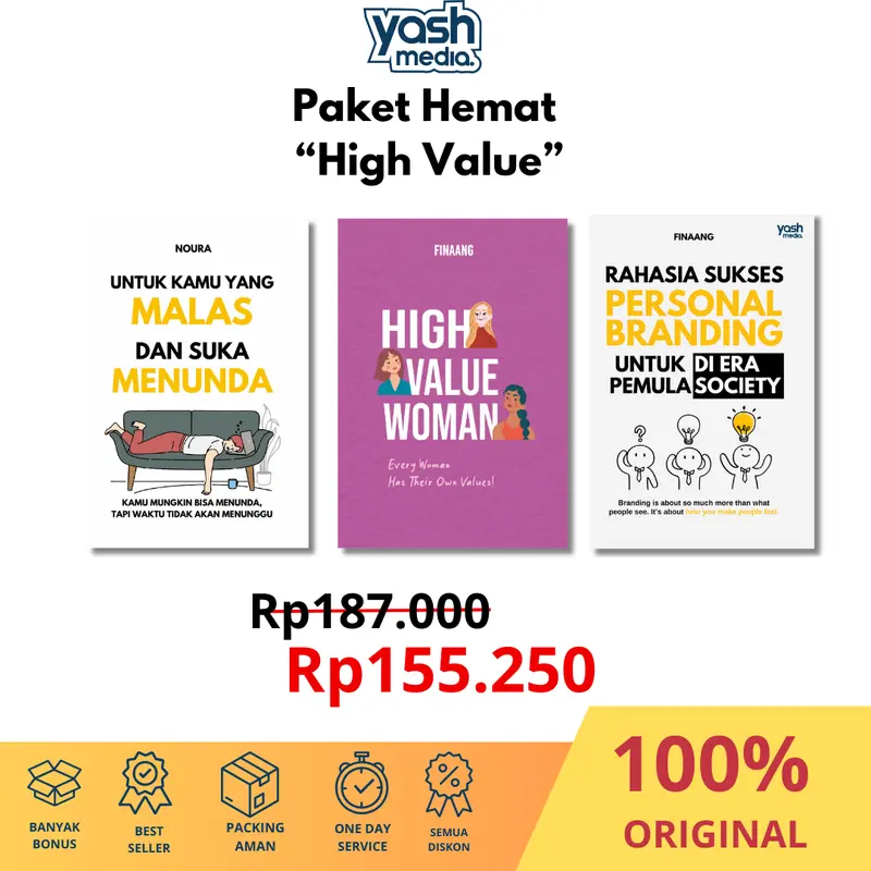 Paket Hemat High Value [3 Buku] - High Value Woman - Rahasia Sukses Personal Branding - Untuk Kamu Yang Malas dan Suka Menunda - Yash Media 0