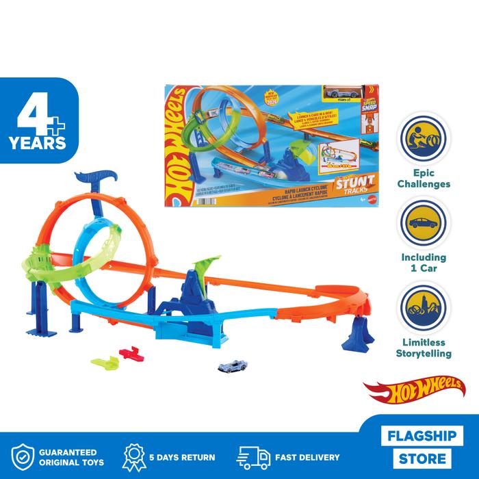 Gambar Hot Wheels Stunt Tracks Rapid Launch Cyclone Track Set - Mainan Trek Mobil Balap dari Mattel Indonesia_NEW Kota Tangerang Tokopedia