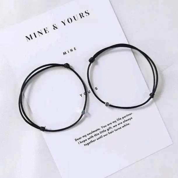 Gelang Cube Series Couple Tali Korea Hitam Bracelet Laki-laki Perempuan