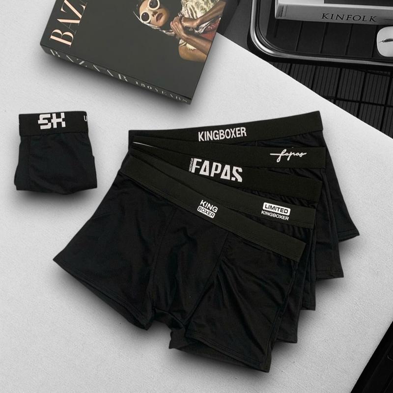   Hàng loại 1  combo 4 quần sịp xì đùi nam thun lạnh quần lót nam màu đen mix nhiều cạp khác nhau cao cấp vải co dãn mềm mát quần Boxer nam kháng khuẩn Menswear 