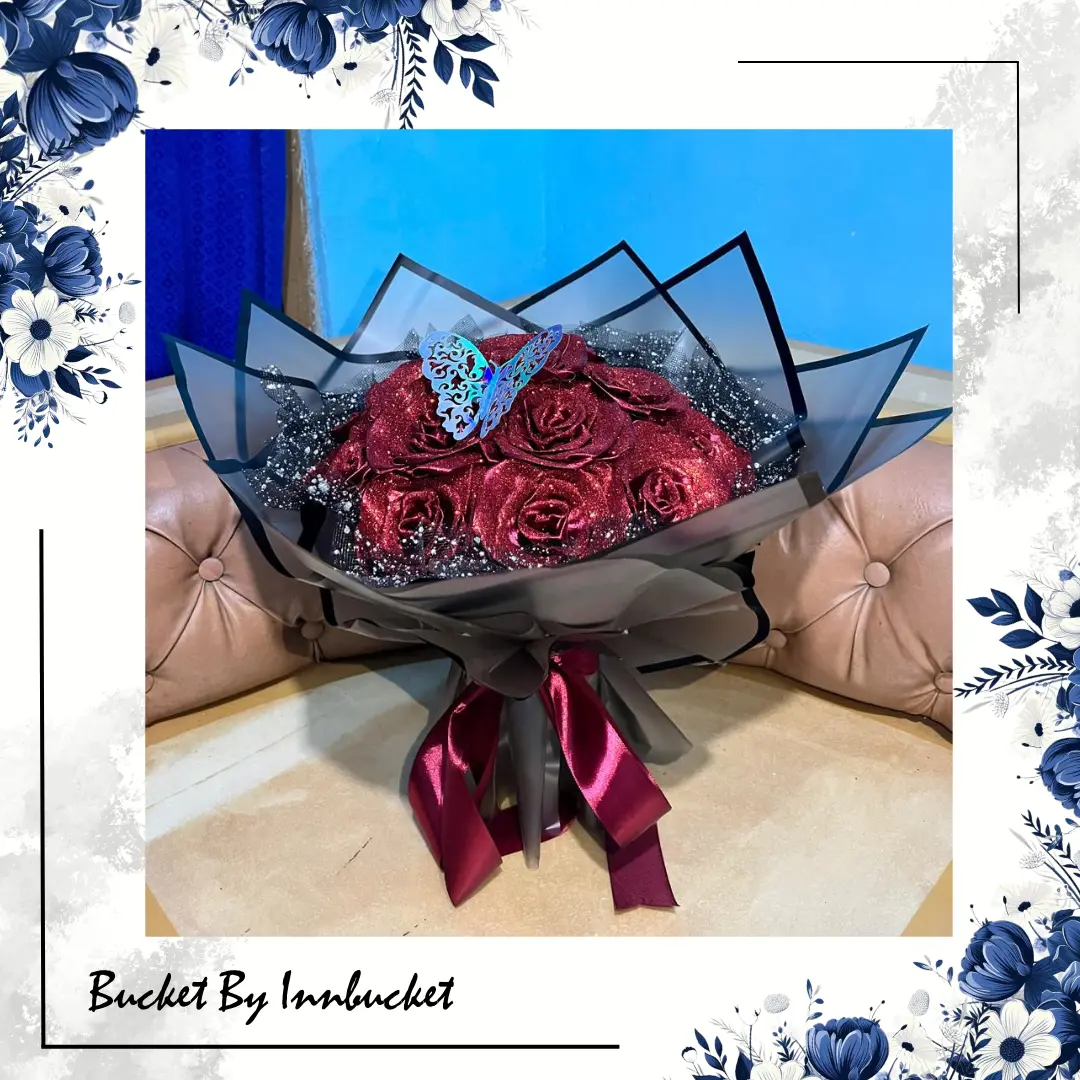 Bunga Pita Satin MAROON 7 Tangkai Bunga Buket Bunga Pita Satin Buket Wisuda Hadiah Ulangtahun Wisuda