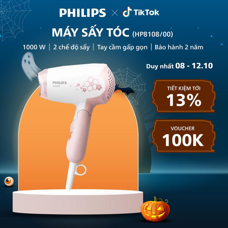 Máy Sấy Tóc PHILIPS HP8108/00, Dễ Dàng Sấy, Tay Cầm Gấp Gọn, Bảo Hành 24 Tháng