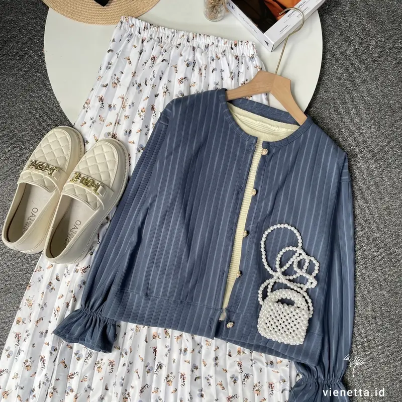 Vienetta.id-ONESET SETELAN WANITA KEKINIAN BAJU ROK PANJANG WANITA REMAJA KEKINIAN ATASAN CARDI KNIT HORNET DAN ROK PLISKET PREMIUM FIT TO XL OUTFIT HEALING OUTFIT NGEDATE STUDYTOUR NONGKI KEKINIAN SIMPLE KOREAN STYLE FASHION KEKINIAN 2025 Regular 3