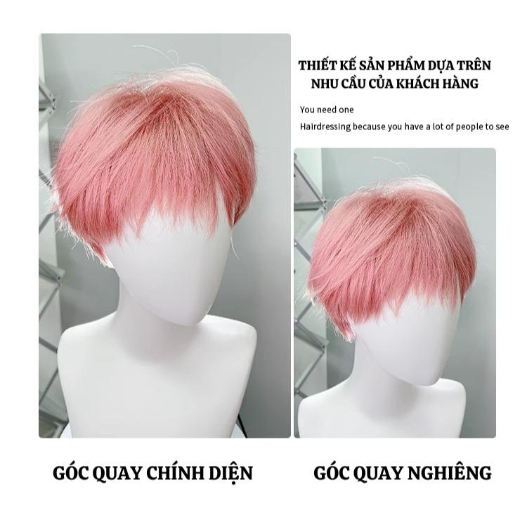 Tóc Giả Bạch Kim, trùm đầu, Tóc Giả Màu Hồng, Tóc Giả Nam Phong Cách Hippie, Tóc Thẳng Ngắn Màu Đen, Thích Hợp Cho Tiệc Hóa Trang, Anime Hóa Trang, Tóc Giả Tổng Hợp Chịu Nhiệt, Dành Cho Nam Và Nữ 2