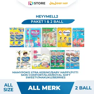 [Exclusive Heyymell2] PAKET 1 & 2 BALL Mamypoko Xtra Kering/Baby Happy/Fitti/Skin Comfort/Slim/Sweety/Makuku/Berries/Mamamia/Merries
