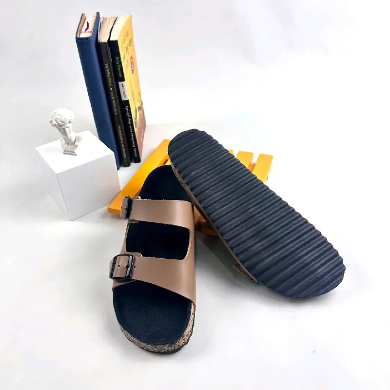 Sandal Casual Wanita Ringan Strap2 Gepser2 Kulit Imitasi PVC - Dengan Aksesoris Gesper - Insole Semi Bludru Hitam 2