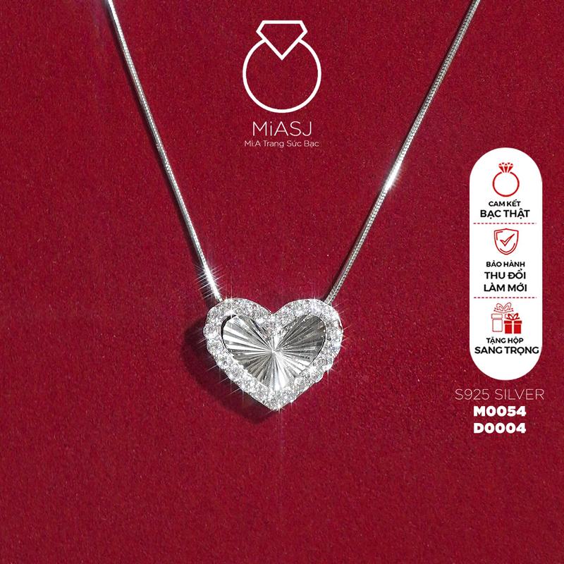 Dây chuyền nữ kèm mặt tim Bạc Ý S925  M0054 D0004 | MiASJ Trang sức Bạc